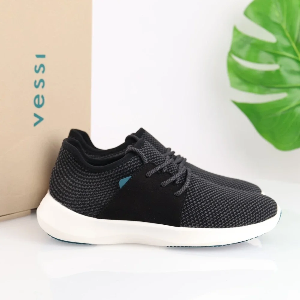 Vessi Womens Everyday Classic Sneaker Size 8 Waterproof Black Knit Lace Up Shoes